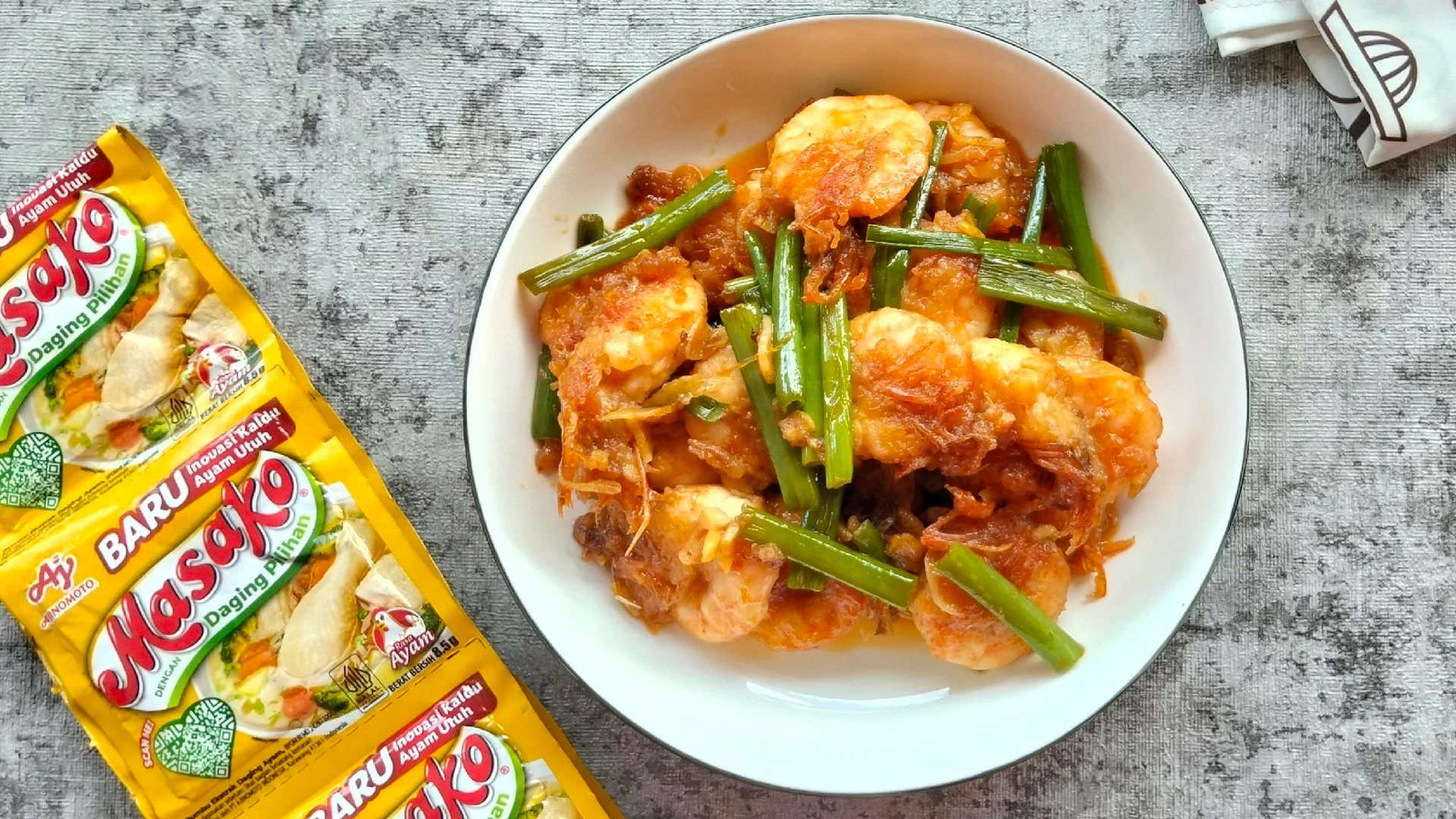 Udang Tumis Tomat Bunga Bawang ala Masako #TumisUmamiSatSet